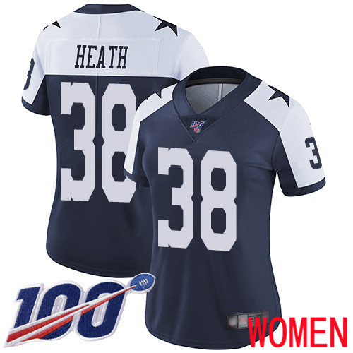 Women Dallas Cowboys Limited Navy Blue Jeff Heath Alternate #38 100th Season Vapor Untouchable Throwback NFL Jersey